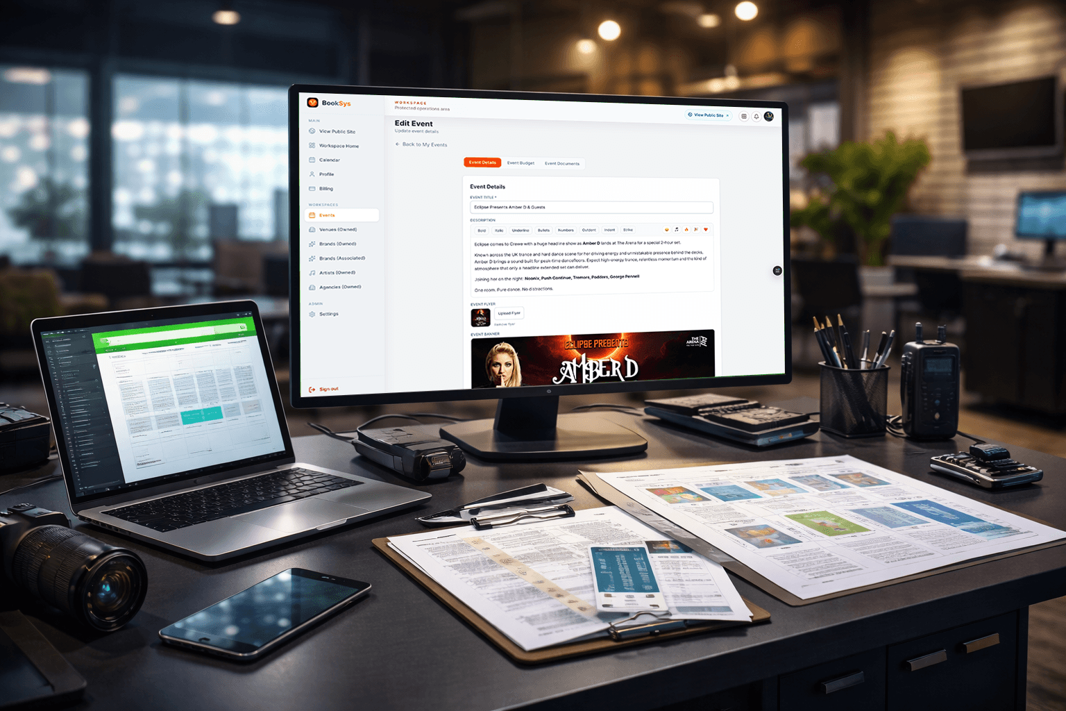 BookSys event planning view